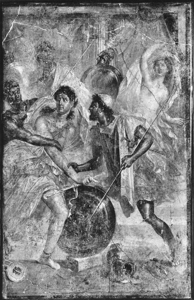 Ulysses and Diomedes recognizing Achilles disguised as the female Pyrrha among the Daughters of Lycomedes at Skyros, from Pompeii by Roman